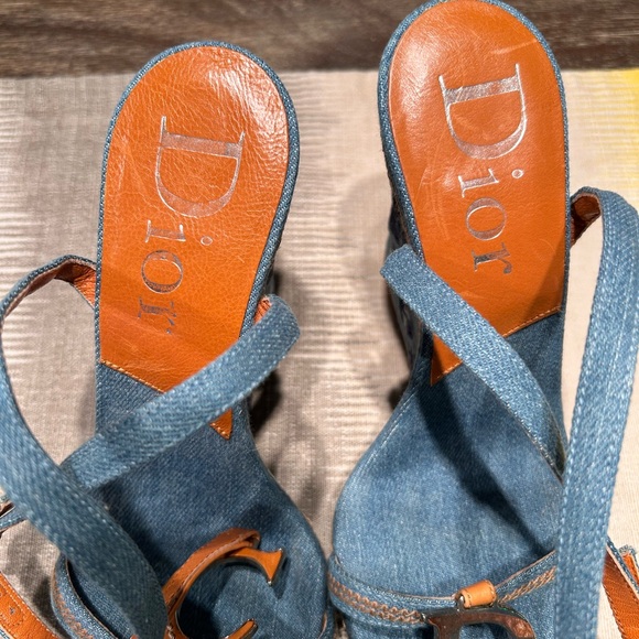 *Rare Vintage* Christian Dior Women's Denim Wedges - Picture 11 of 12